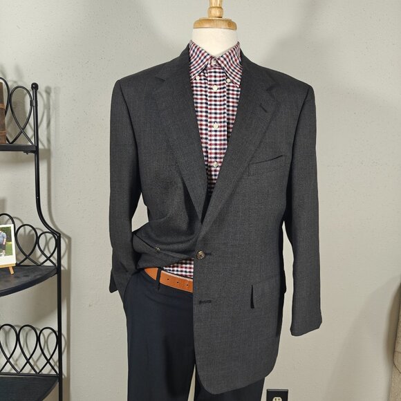 VTG Brooks Brothers Men's Sport Coat Blazer‎ Two Button CH Gray Striped Wool 44R - Picture 1 of 15
